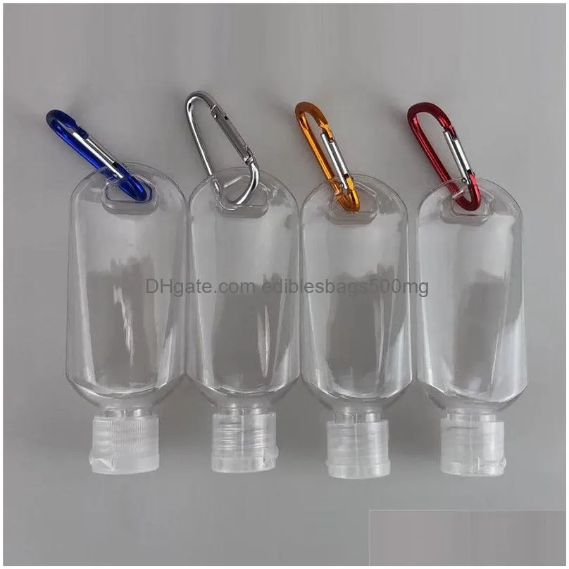 50ml empty hand sanitizer bottles alcohol refillable bottle with key ring hook outdoor portable clear transparent gel bottle