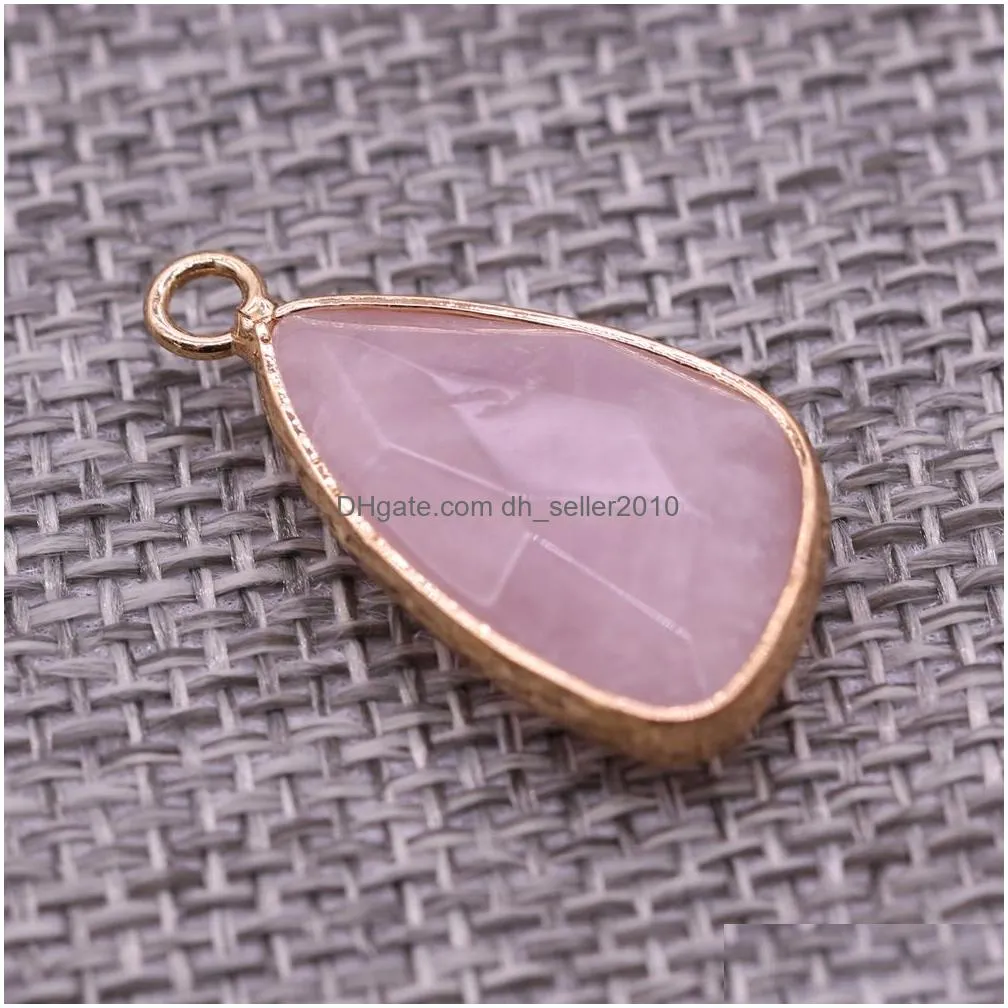 natural stone chakra charms rose quartz healing reiki amethyst crystal pendant finding for diy men necklaces jewelry 14x26mm