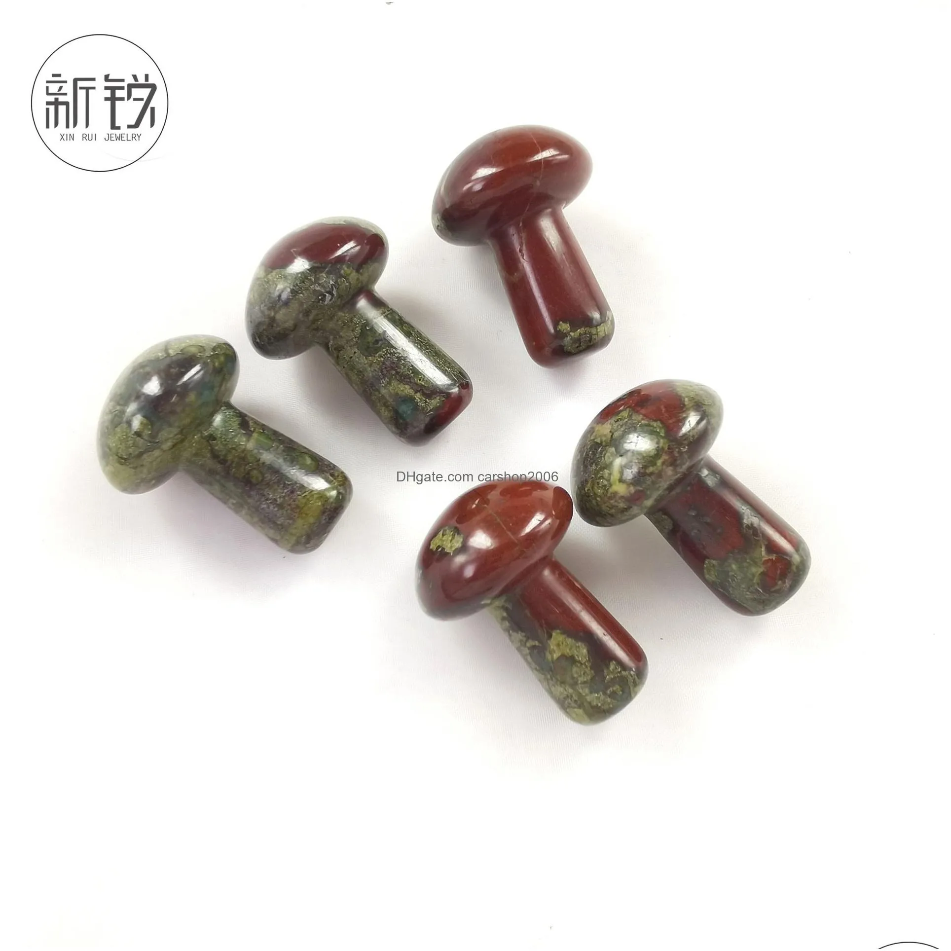 random massage natural stone mushroom plant statue carving aquarium home decoration crystal polishing gem 35x13.5mm