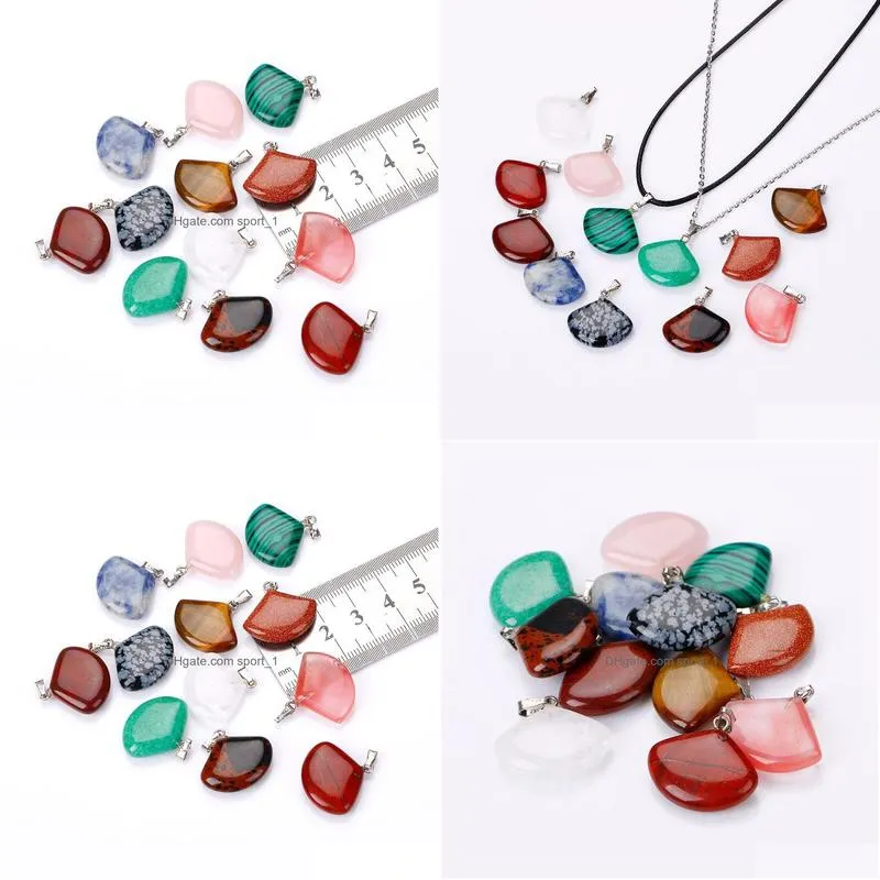 natural crystal rose quartz stone pendant fan shape necklace chakra healing jewelry for women men