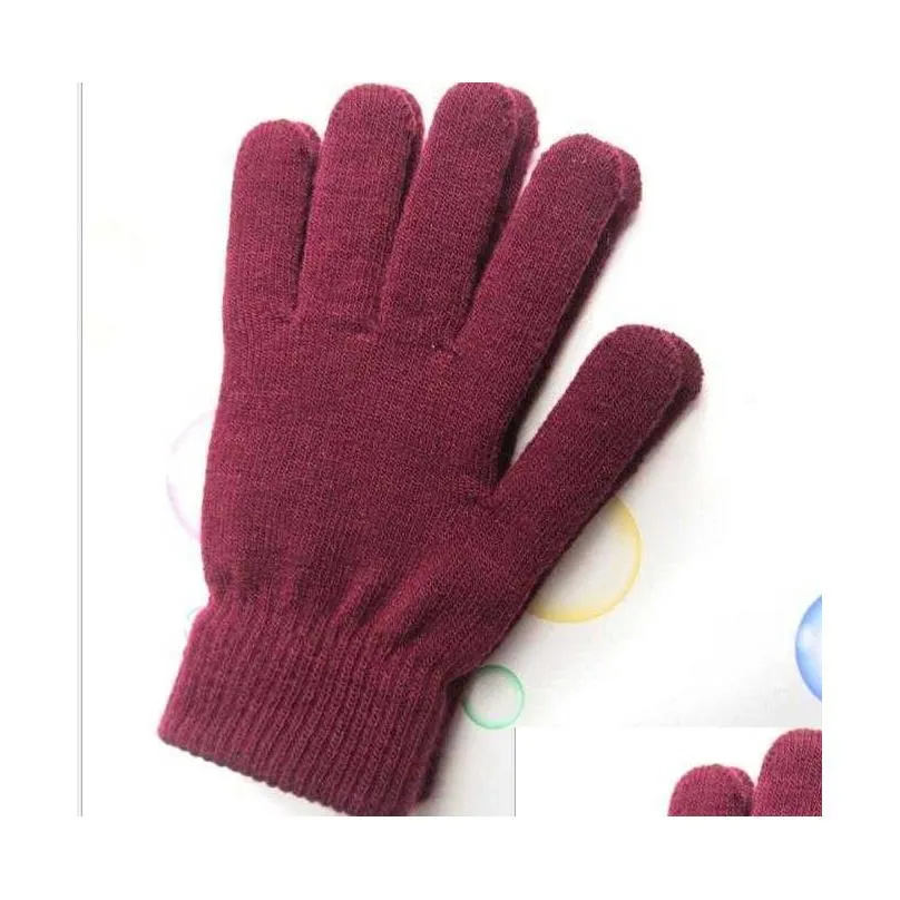 solid color warm knitted finger gloves candy colors mens women knitted gloves full finger stretch mittens adult bike cycling warm