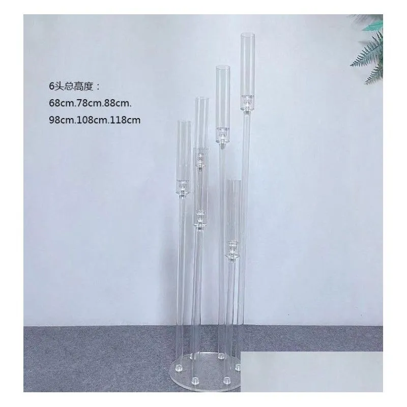 6pcs wedding decoration centerpiece candelabra clear candle holder acrylic candlesticks for weddings event party