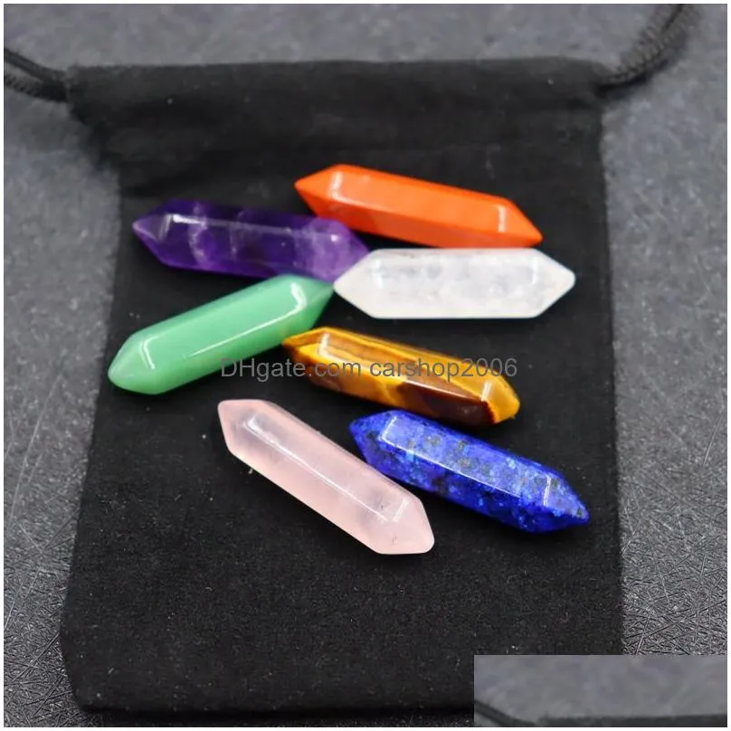 7 chakra set reiki natural stone crystal stones polishing rock quartz yoga energy bead chakra healing decoration 8x32mm