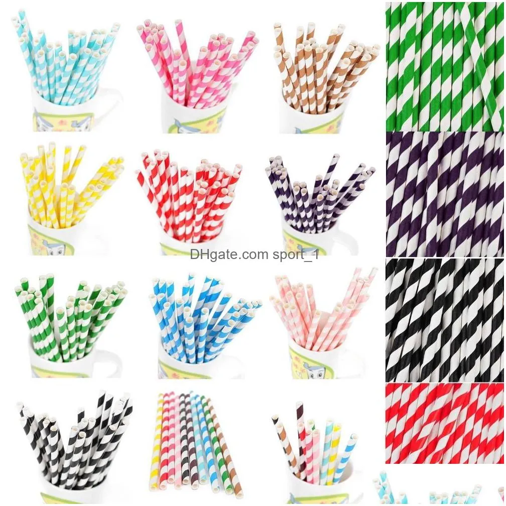  colorful drink paper straws multi color eco-friendly party disposable juice drinking straws