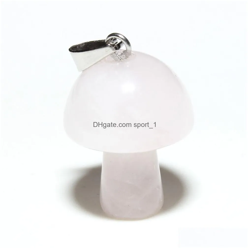 2cm mushroom statue natural crystal stone carving charms reiki healing gem pendant for women jewelry making wholesale