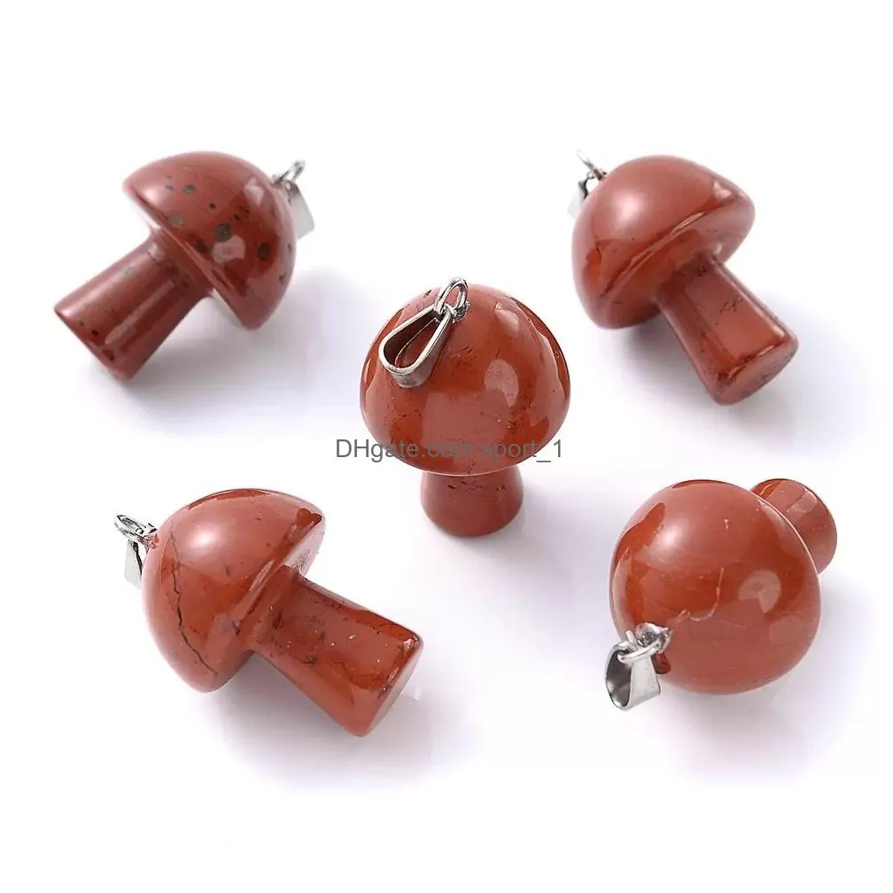 2cm mushroom statue natural crystal stone carving charms reiki healing gem pendant for women jewelry making