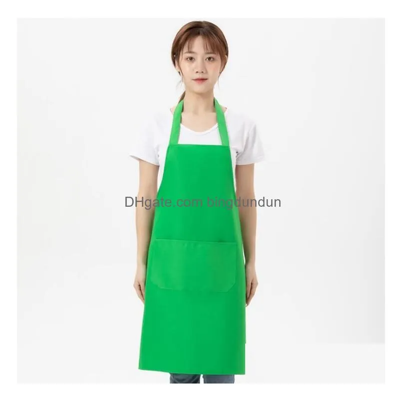 multi-color apron solid color big pocket family cook cooking home baking cleaning tools bib art