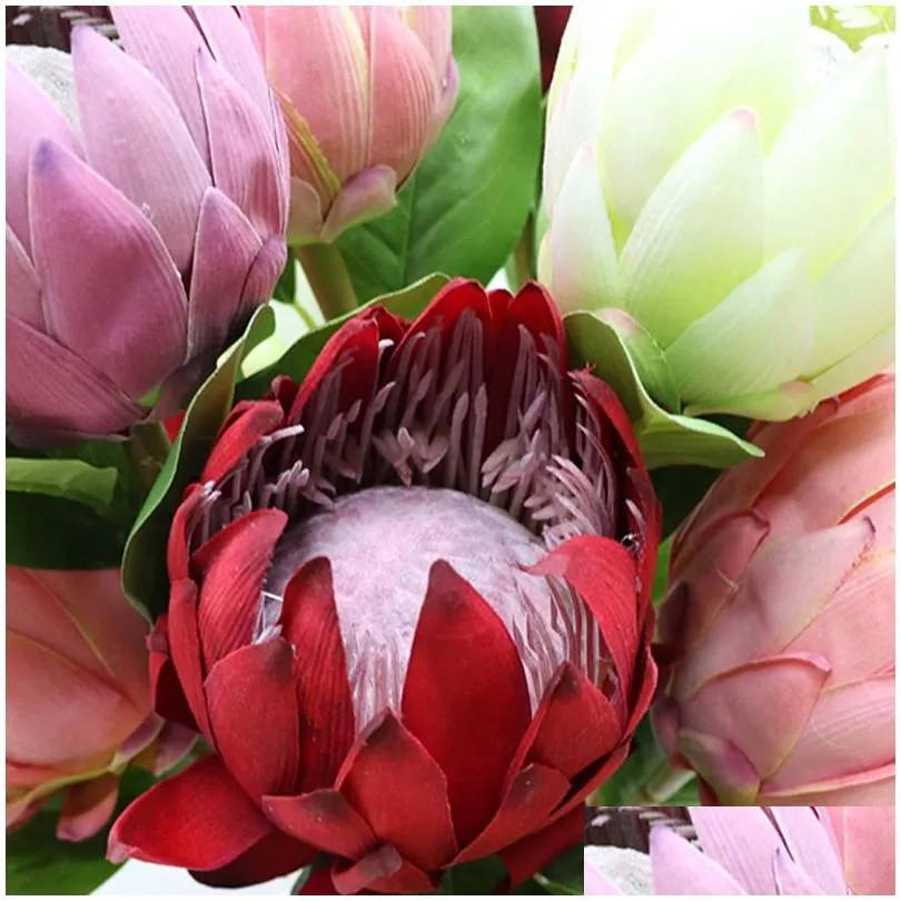beautiful artificial africa protea cynaroides silk flowers branches home wedding decoration wreaths plants floral