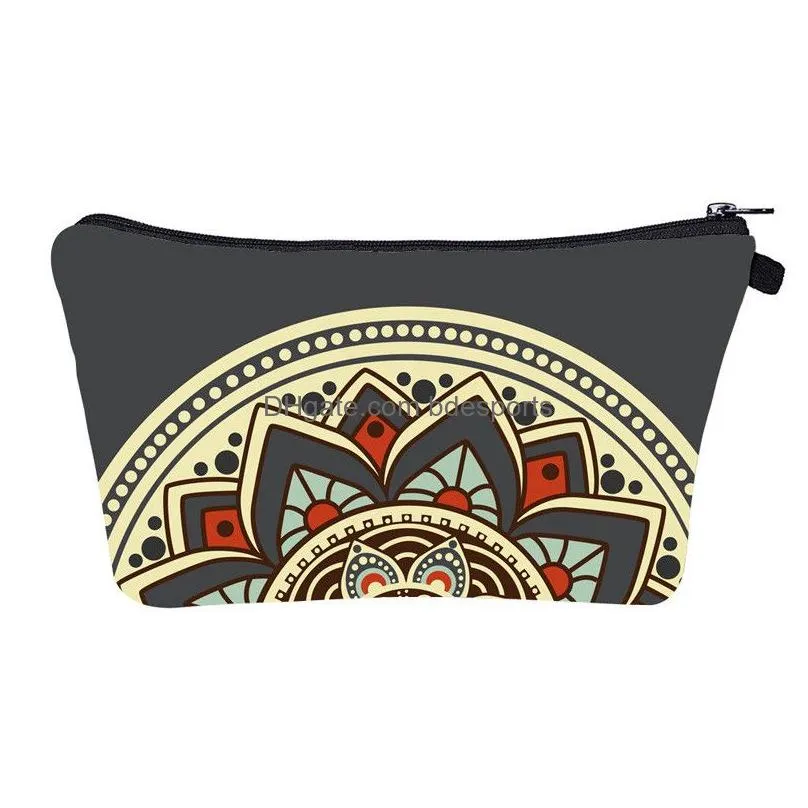 mandala cosmetic bag bohemia 3d print makeup bag women travel makeup case mandala zipper cosmetic organizer bag