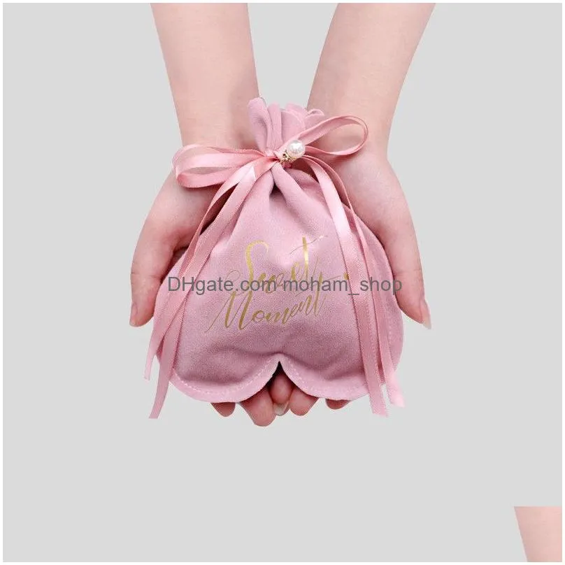 wedding candy package bag velvet cloth wedding favor gift bag heart shape baby shower party favors gift bag