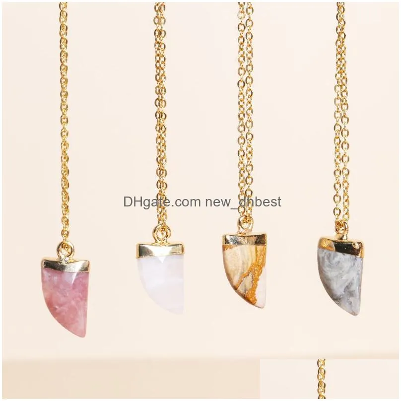 druzy crystal natural stone pendant necklace gold edge style white rose quartz chakra healing jewelry for women