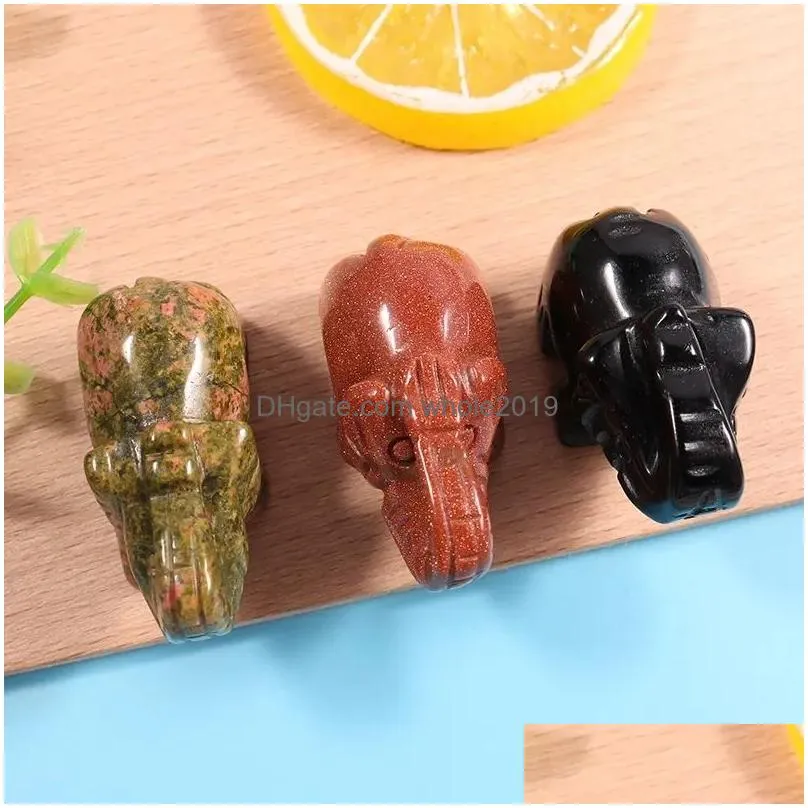 1.5 inch crystal carved healing gemstones elephant statue figurine ornament for home animal decoration fengshui