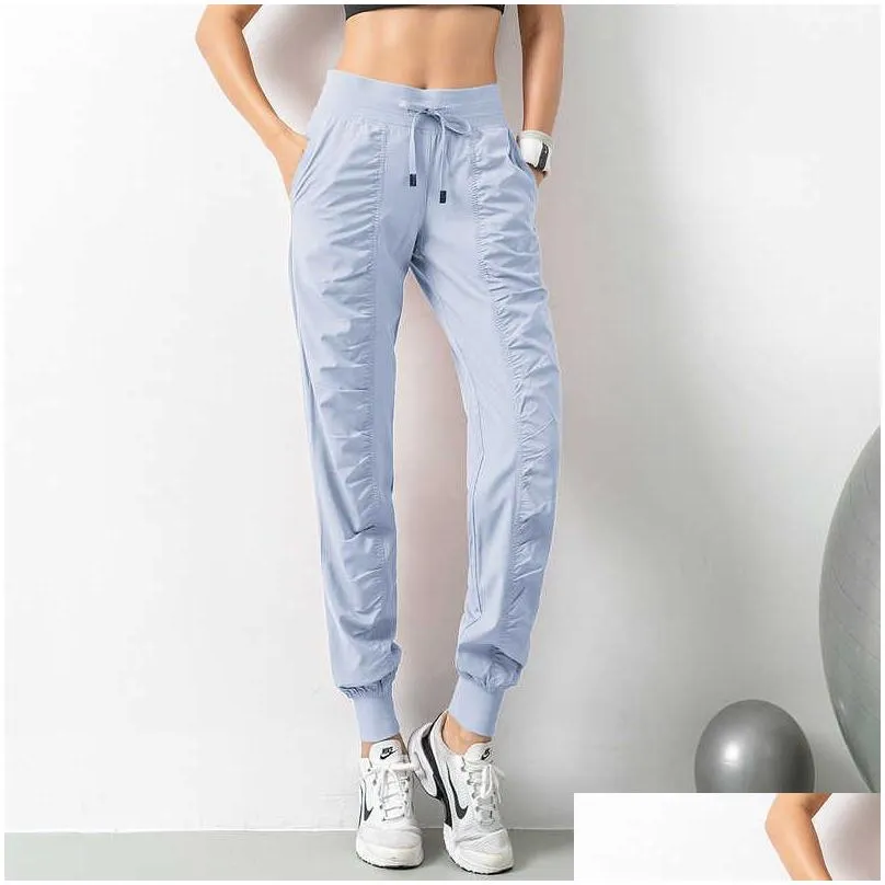 breathable sports pants gym clothes womens joggers quick dry slim loose running training fitness leggings nine point pocket casual