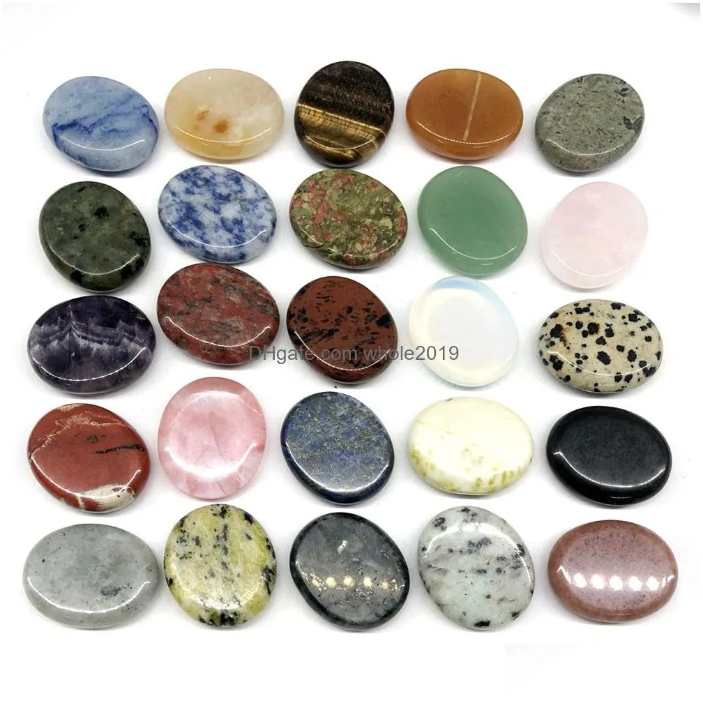 25x30x10mm oval worry stone thumb natural crystal therapy reiki treatment spiritual minerals massage