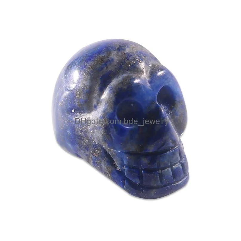 25mm custom carved skull stone halloween decoration 1 inch skulls statue natural quartz crystal gem stones crafts