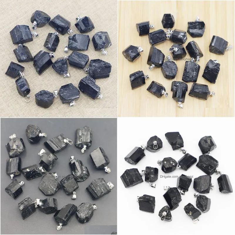 natural rough ore stone black tourmaline irregular charms pendants repair diy jewelry making accessories wholesale