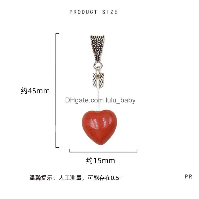 silver color arrow love heart shape pendant natural stone mixed necklace jewelry accessories making wholesale