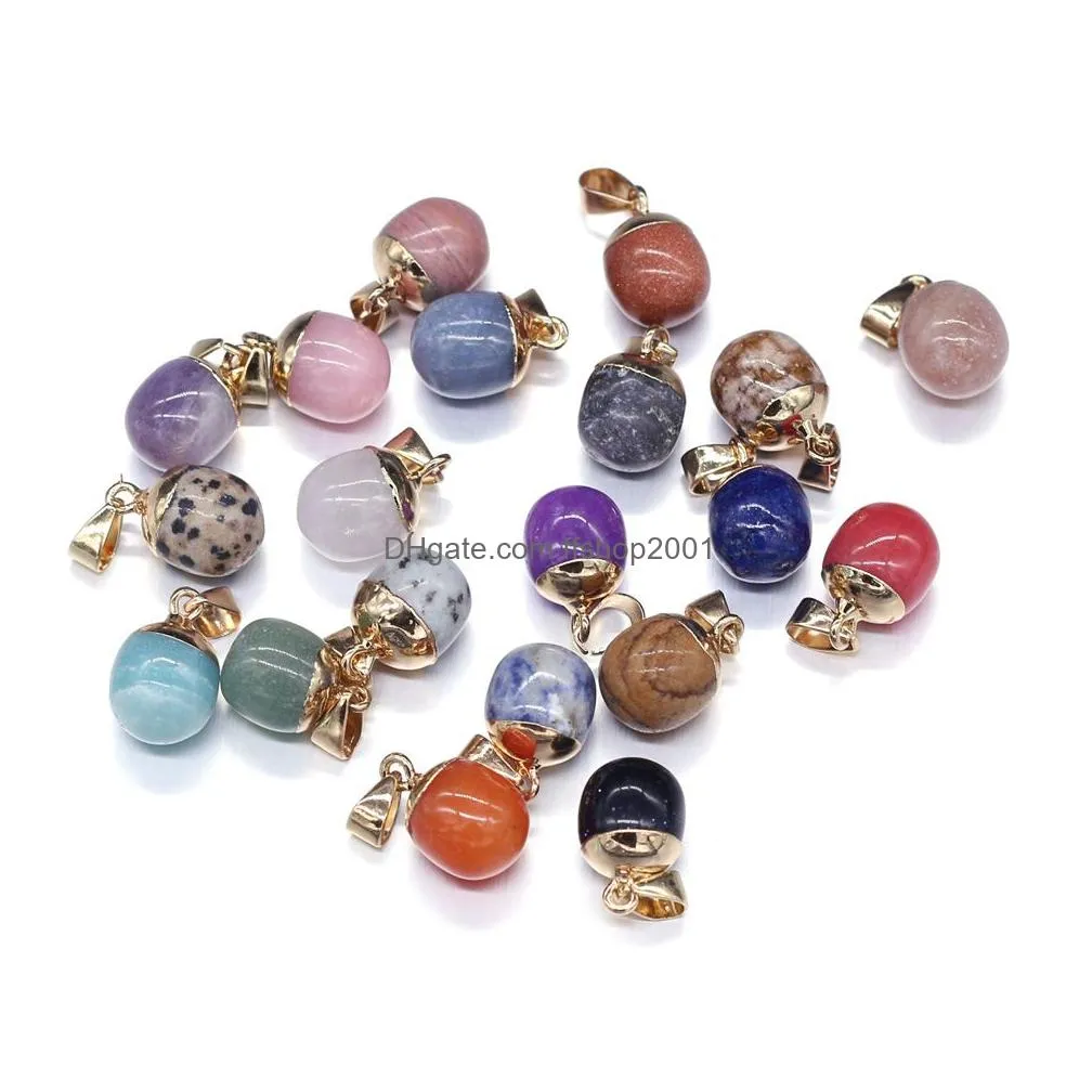 13x18mm semi-precious stone ball charms quartz healing reiki crystal pendant diy necklace earrings women fashion jewelry finding
