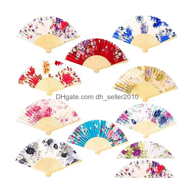 chinese japanese silk bamboo folding fan multi styles summer festival party wedding gift