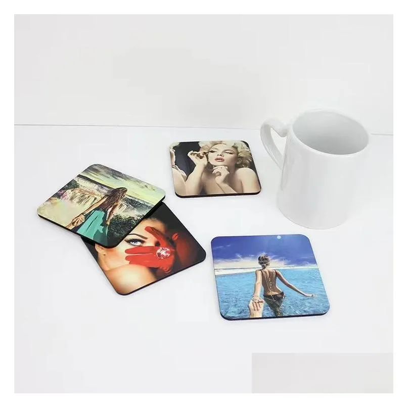 wholesale sublimation coaster wooden blank table mats mdf heat insulation thermal transfer cup pads diy coaster 001