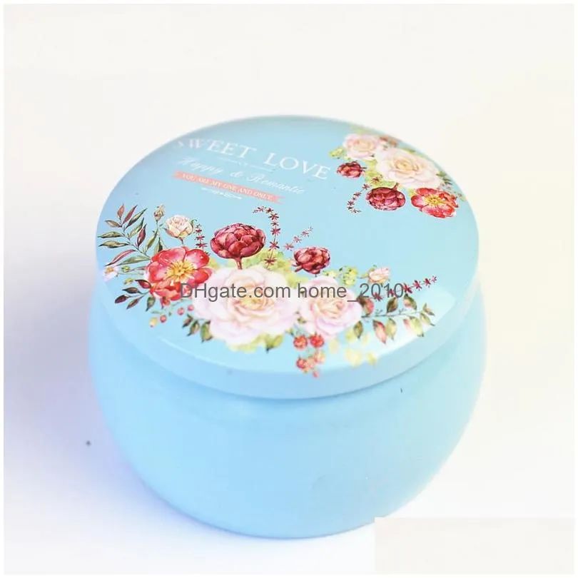 round shape tea gift box ethnic style flower tinplate storage box stationery candy women jewelry storage organizer