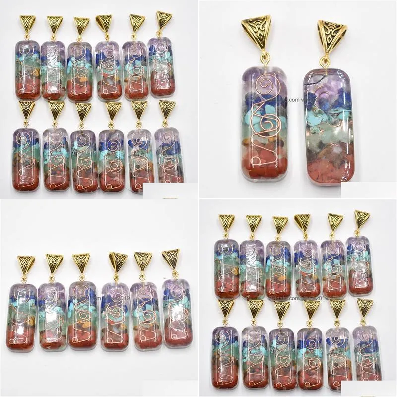 retro natural healing 7 colors chakra stone charms amethysts lapis lazuli pillar pendant wholesale for necklace jewelry making acc