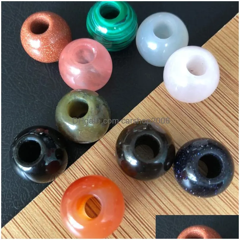 16mm natural stone crystal beads 5mm big hole charms pendants shape for necklace jewelry making diy gift women