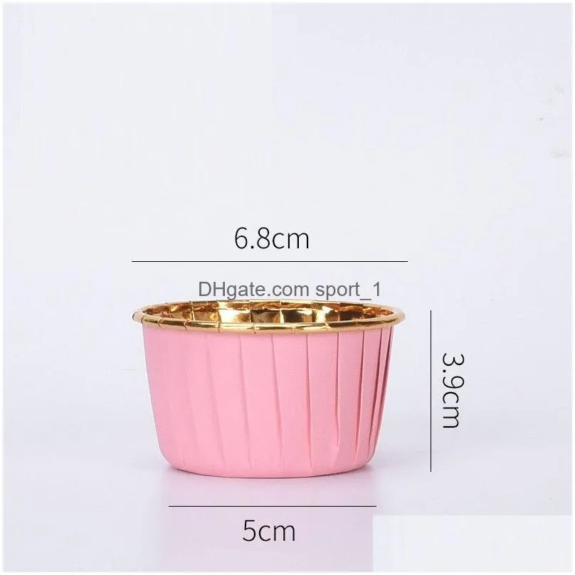 50pcs cupcake wrappers crimping muffin cases cake liner gold silver coated paper cups heat resistant baking mold cakes supplies