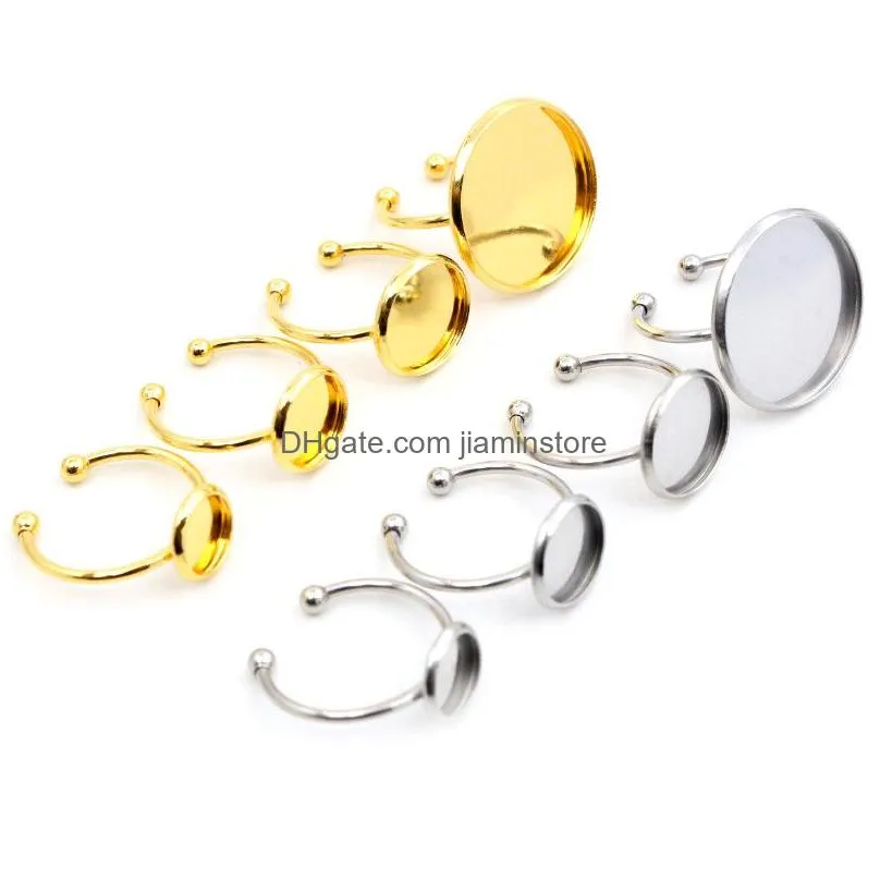 6 8 10 12mm no fade stainless steel ring settings blank base fit 6-20mm glass cabochons buttons for jewelry making