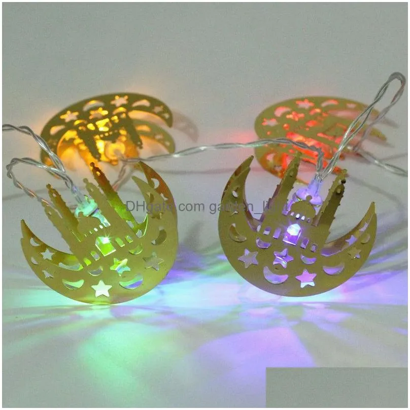 eid al-fitr led string light 10 led string light islamic eid ramadan decor golden moon star lantern home decoration ramadan party