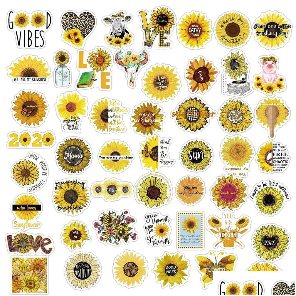 100pcs/lot sale flowers stickers for laptop skateboard notebook luggage water bottle car decals kids gifts
