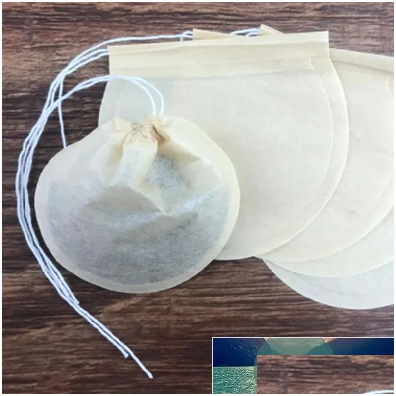 100 pcs biodegradable tea filter bags disposable tea filter bags empty corn fiber drawstring seal filter tea bags