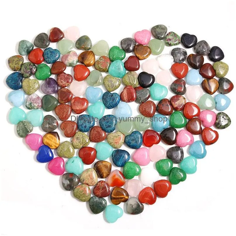 carved heart ornaments natural rose quartz turquoise stone naked stones decoration hand handle pieces diy necklace accessories 15mm