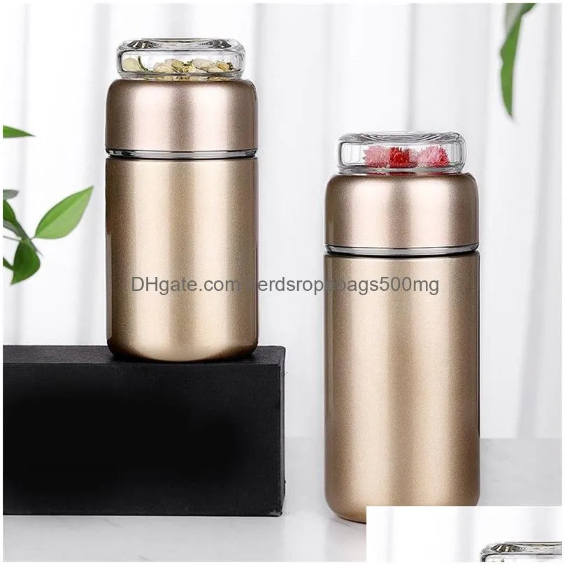 stainless steel tea bottle vacuum water bottle with tea infuser 280ml outdoor car office tea tumbler with filter