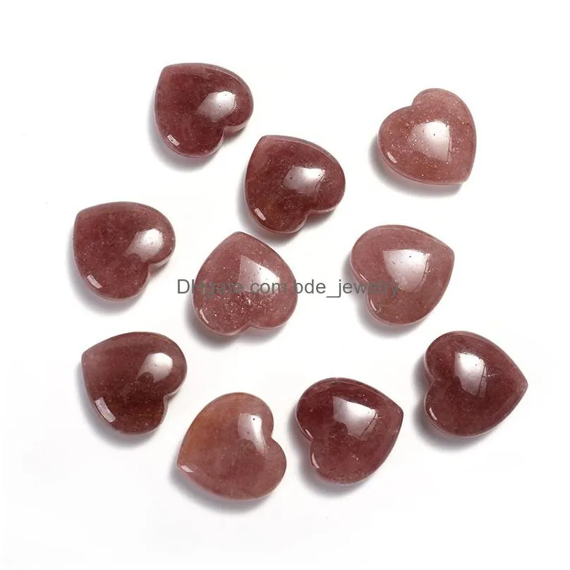 20mm natural pink rose quartz stone white crystal heart ornament chakra healing reiki beads for jewelry making diy gift decoration
