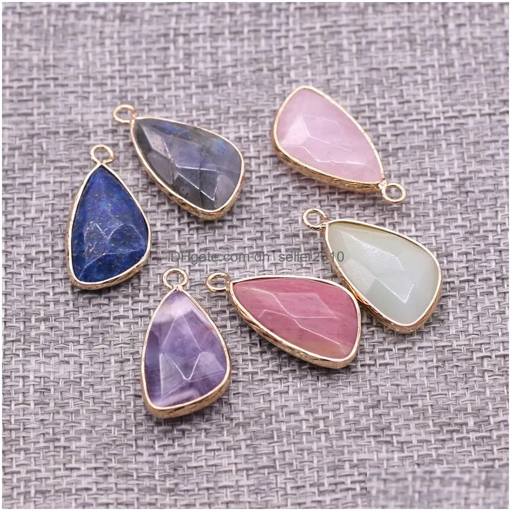 natural stone chakra charms rose quartz healing reiki amethyst crystal pendant finding for diy men necklaces jewelry 14x26mm