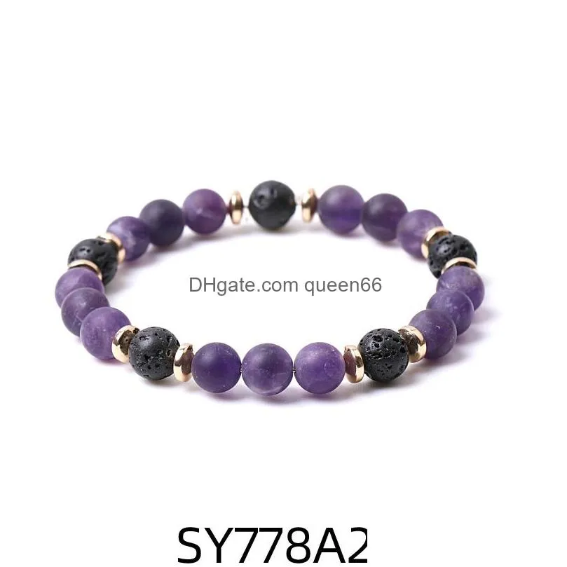 8mm matte amethyst stone beads hematite lava stone strand bracelets for women men yoga buddha energy jewelry