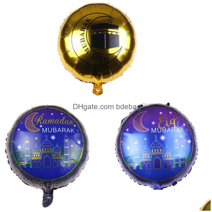 18 inch round eid mubarak foil balloons hajj mubarak decorations star moon helium balloon ramadan kareem eid al-fitr supplies