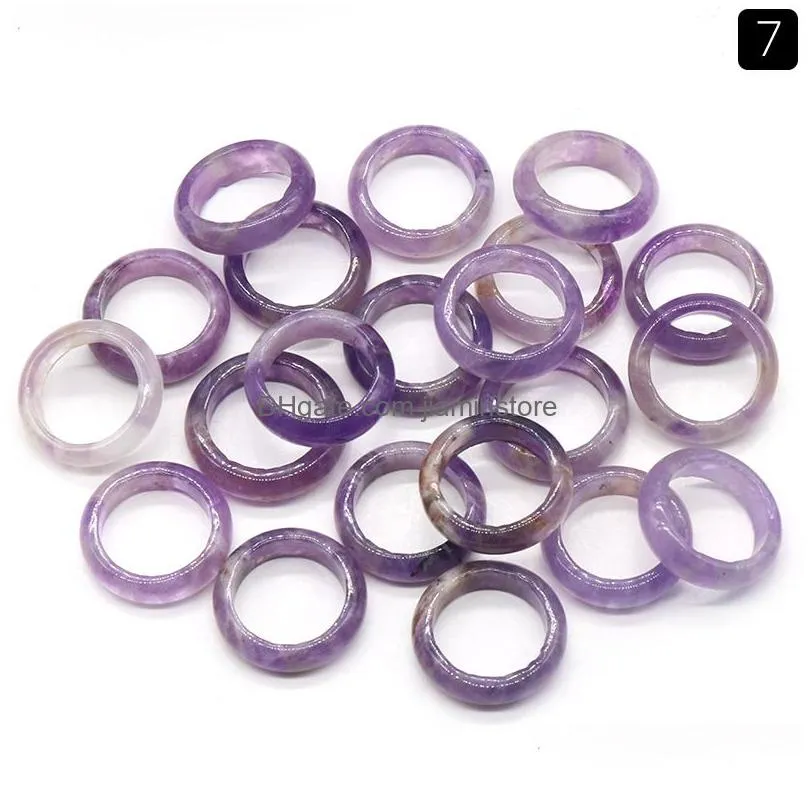 lots size 6mm band stone rings rose crystal rose quartz agate amethyst topaz sodalite kallaite women wedding finger ring