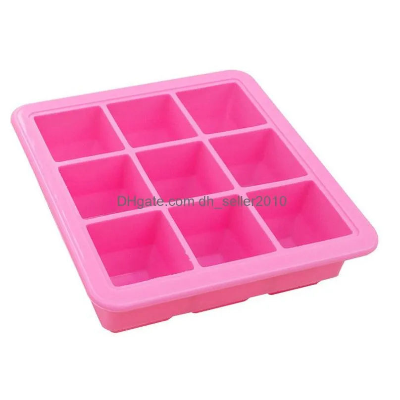 ice cube tray with lids kitchen bar 9 grids food grade silicone square diy ices mould