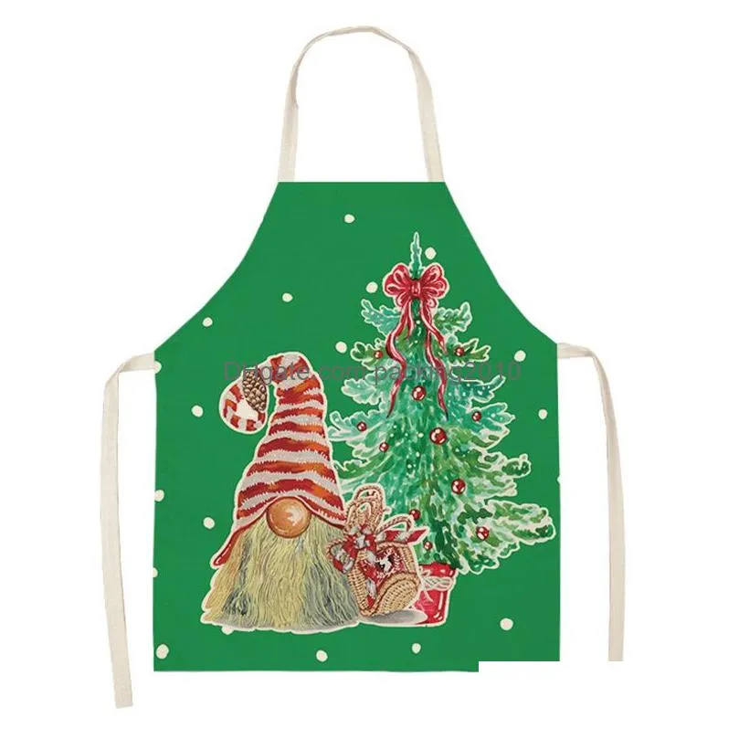 christmas aprons adjustable kitchen women chef cooking santa claus tree snowflake style baking grilling aprons 68x55cm