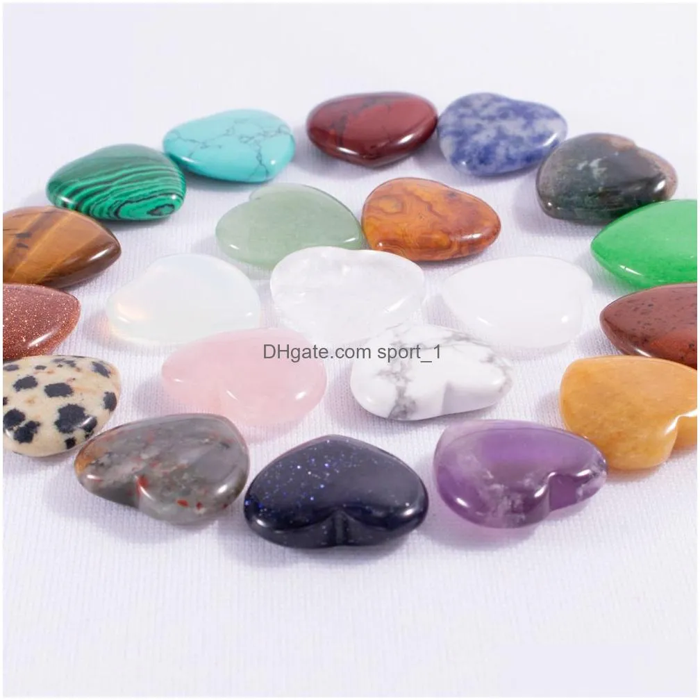 20mm heart ornaments natural rose quartz turquoise stone naked stones decoration hand play handle pieces accessories