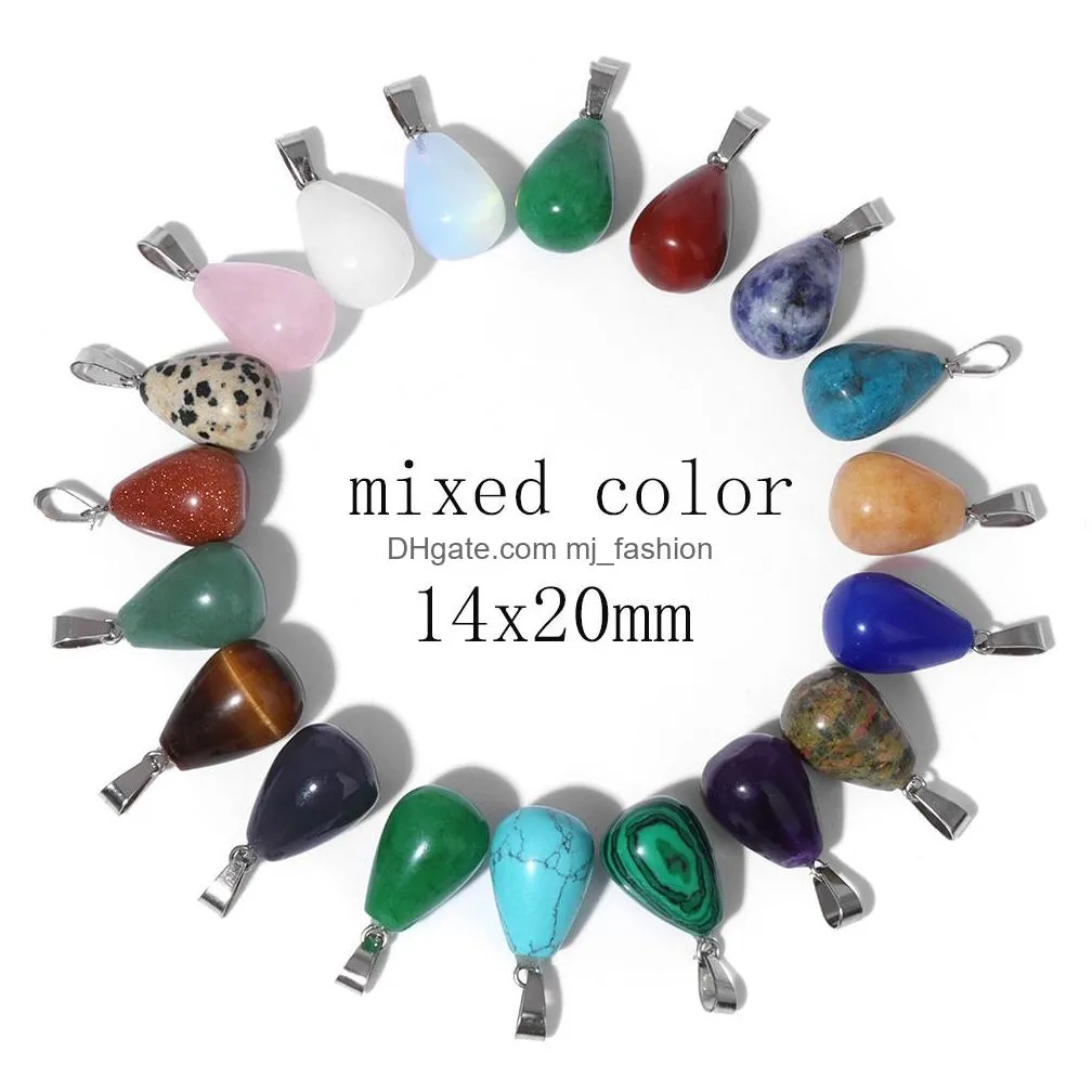 trendy assorted stone pendants mixed colour irregular shape heart cross drop charms for jewelry making necklace accessori