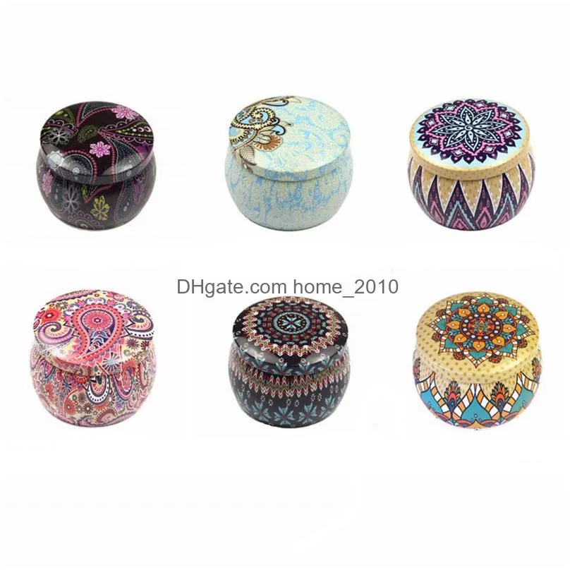 round shape tea gift box ethnic style flower tinplate storage box stationery candy women jewelry storage organizer