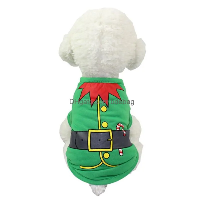 christmas pullover hoodies pet dog apparel cat costume shirt sweater apparel for santa snowman belt casual clothes xs s m l