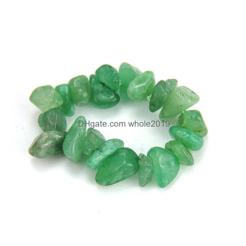 elastic natural gem stone rings irregular crystal stretch chip beads nuggets ring quartz wristband for women