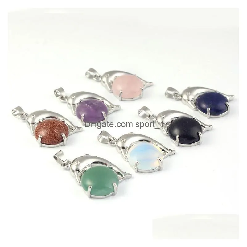 natural gem stone charms  shape pendants opal crystal rose quartz diy necklaces jewelry making wholesale