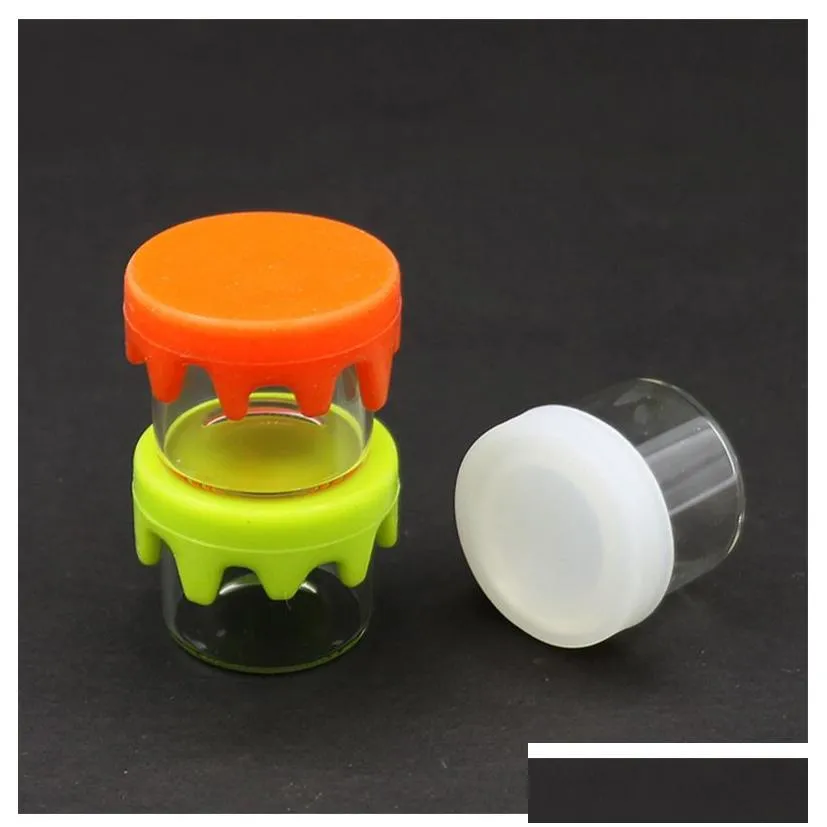 small-capacity dabbing wax container box 6 ml glass jar dab dry herb concentrate storage bottle with silicone lid