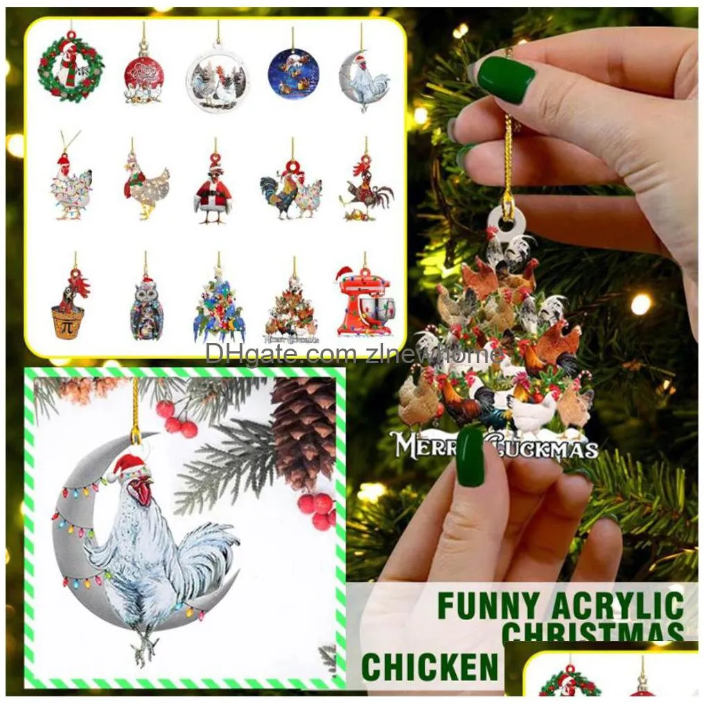 christmas scarf chicken holiday decoration xmas outdoor decorations wood tree ornament