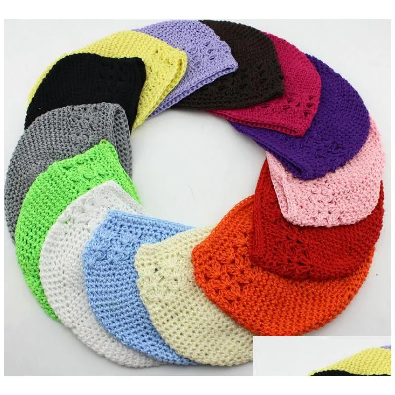 wholesale 20pcs size m l children cotton kufi caps classic knit handmade kufi hats baby crochet beanie girl knited skull mz9109